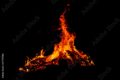 Bonfire Works with graphic creators. on black background light, The collection of fire. Suitable for use in the design, editing, decoration, use on both print and website.