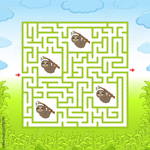 Maze. Game for kids. Funny labyrinth. Education developing worksheet. Activity page. Puzzle for children. Cute cartoon style. Riddle for preschool. Logical conundrum. Color vector illustration.