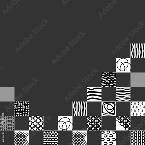 Black and white graphic background. Sketch, doodle, line. Vector.