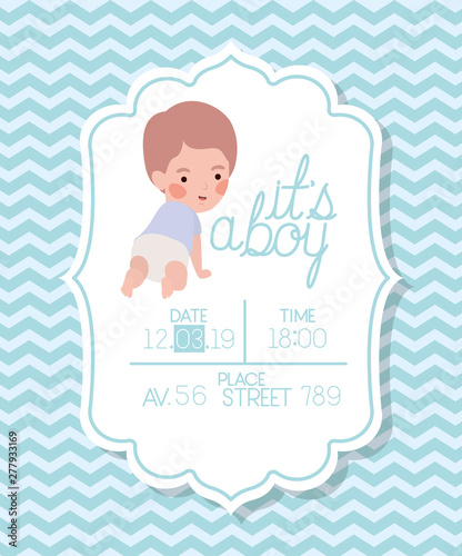 its a boy baby shower card with little kid