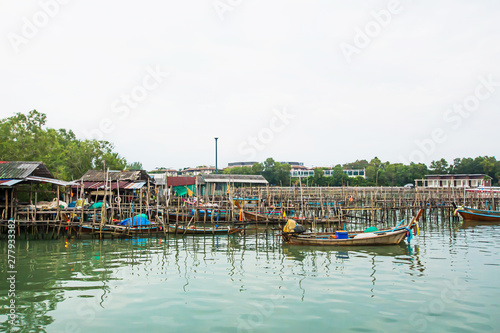 Fototapeta Naklejka Na Ścianę i Meble -  Community near Royal Phuket Marina tourism and generalr,It is the most beautiful port,Can go to many islands, such as James Bond Island,Phi Phi,Koh Hong,Heaven of Andaman in Phuket Thailand.