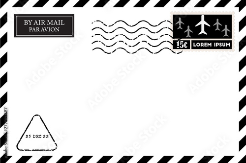 Blank vintage envelop template with stamp.vector illustration