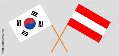 South Korea and Austria. Crossed Korean and Austrian flags