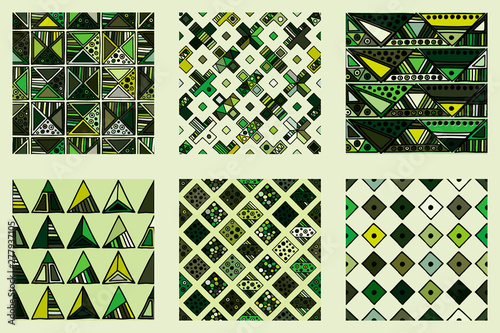 Seamless vector pattern. geometrical background with hand drawn decorative tribal doodle elements. Print with ethnic, folk, geometrical motifs. Graphic geometric illustration, squres, dots, rectangles