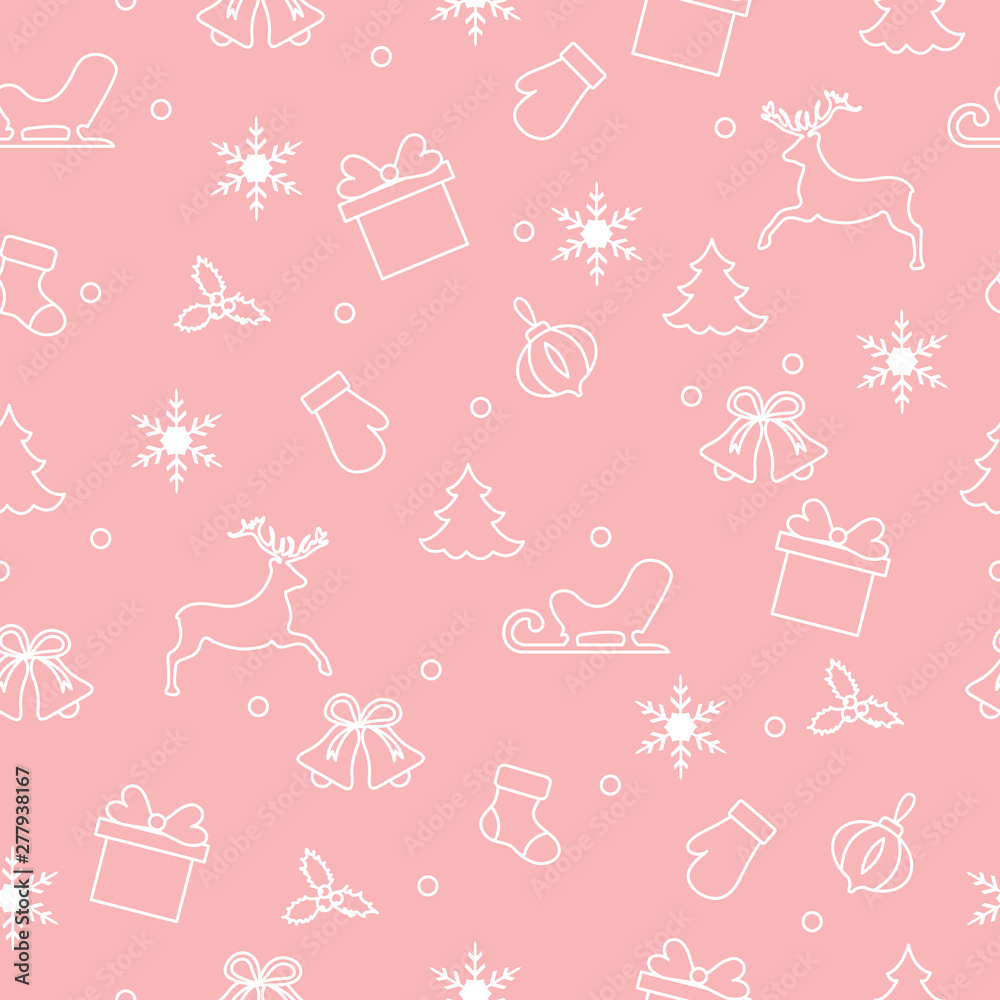 Fototapeta premium Happy New Year 2019 and Christmas seamless pattern