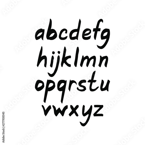 Large set. Alphabet, numbers, signs, handwritten green marker. Vector. EPS8