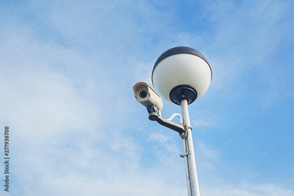 Closed-circuit television,Security CCTV camera or surveillance system in background of outdoor area daylight blue sky background,Tropical zone hot,In the Tourist port Closed-circuit television,Security CCTV camera or surveillance system in background of outdoor area daylight blue sky background,Tropical zone hot,In the Tourist port
