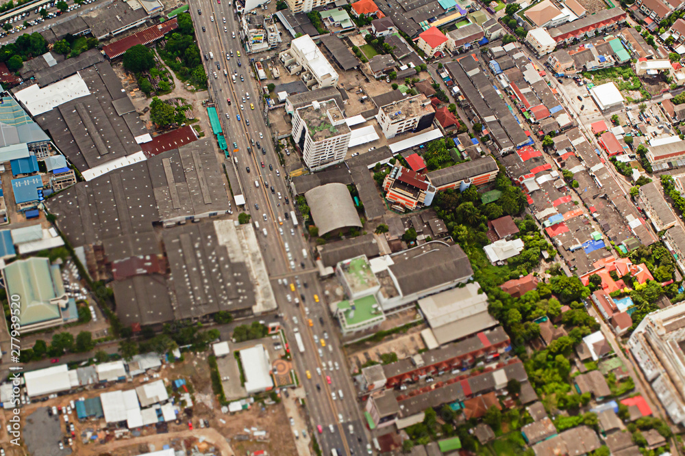Naklejka premium High angle view in Bangkok, Thai houses, 22 June 2018