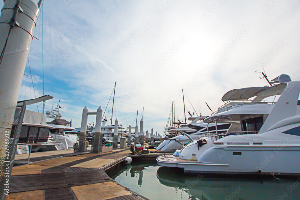 Fototapeta premium Por Bay Port Marina Grande to Koh Tachai,Koh Phra thong,To the Koh Surin Ko Panyi,He leaned,Tourist port Phang Nga Bay National Park,Major tourist attractions.January 5, 2018 Phuket Thailand.