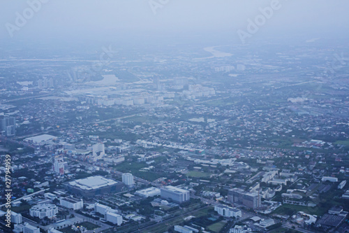High angle top view on plane,Thailand's major rivers Bangkok Thailand capital, At morning 6 o'clock,Tropical zone asia. © Stock.Foto.Touch