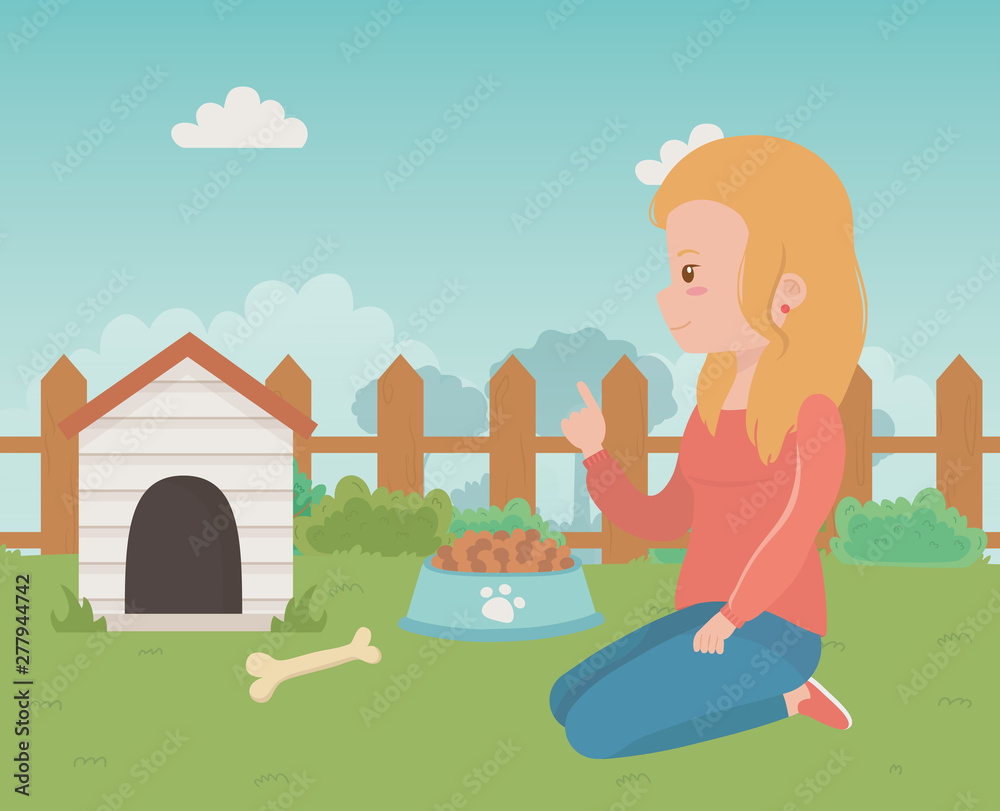 House for mascot and girl cartoon design