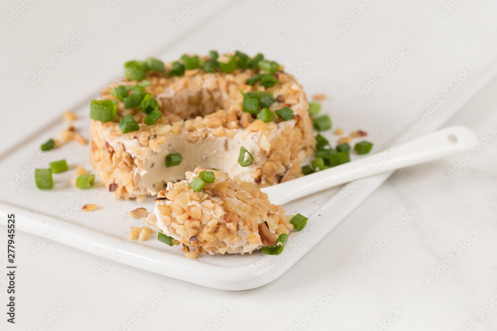 Cream cheese with green onion and herbs, dip sauce. Breakfast. Cream cheese with green onion and herbs, dip sauce. Breakfast.