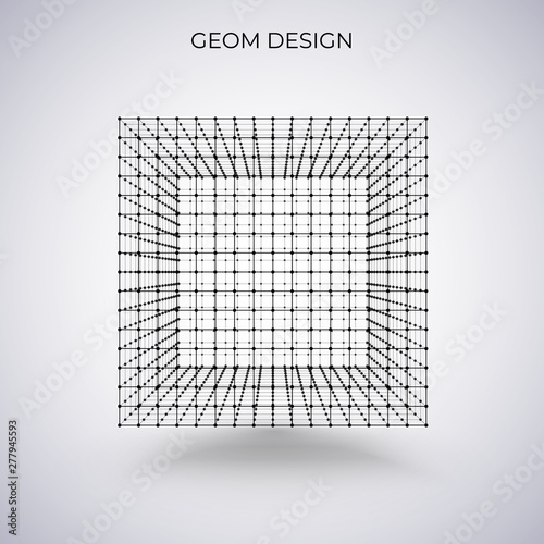 3d wireframe cube. Vector illustration. Technology abstract Illustration.