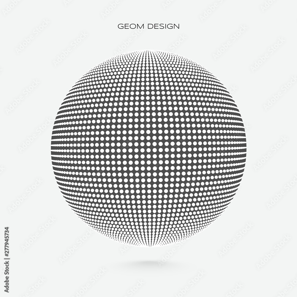 3d sphere made of white particle. Vector illustration.