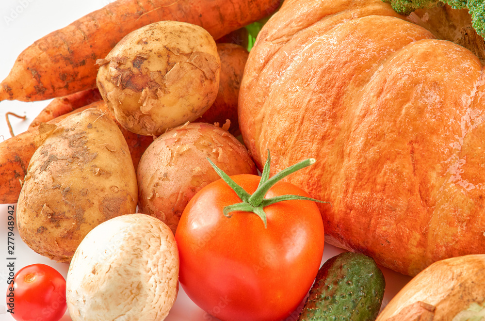 Food photography different vegetables isolated white background. Organic food background. Food photography different vegetables isolated white background. Organic food background.
