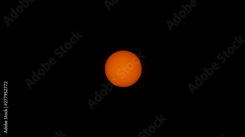 Sunspots on sun right before total solar eclipse
