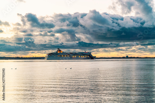 Cruise ferry in the baltic sea by the harbor of Tallinn photo