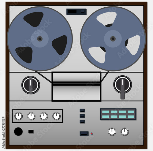 Vintage magnetic audio tape reel-to-reel recorder 