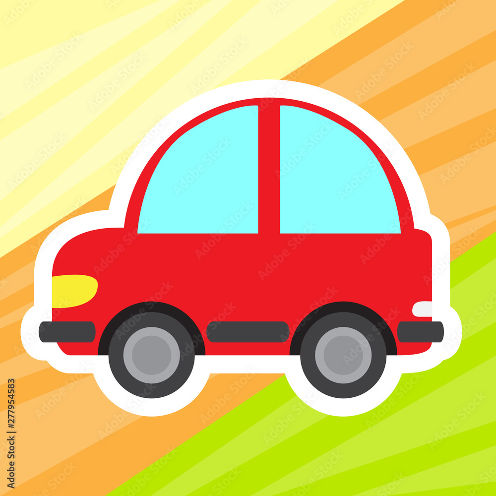 Isolated cute car toy over a retro textured background - Vector