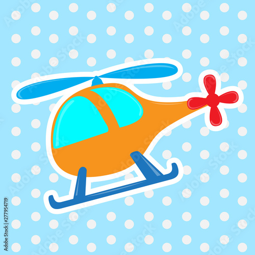 Isolated cute helicopter toy over a textured background - Vector