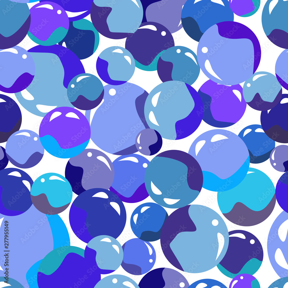 Seamless abstract background with blue bubbles in cartoon style.