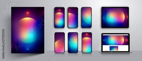 Abstract modern vector background design.Set of wallpaper templates for  smartphone screen.Concept design case.Vector illustration.Mockup smartphone,tablet,laptop.Background design.
