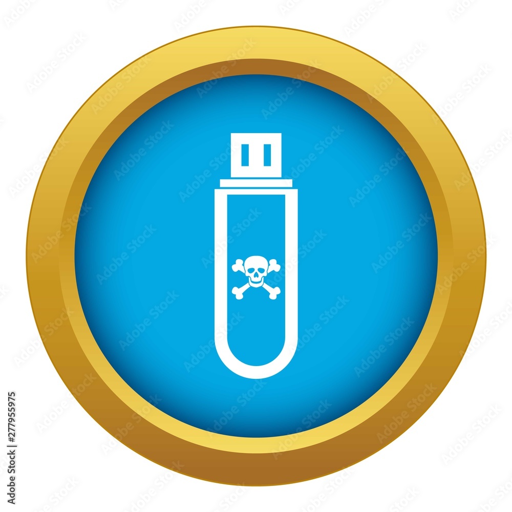Infected USB flash drive icon blue vector isolated on white background for any design Infected USB flash drive icon blue vector isolated on white background for any design
