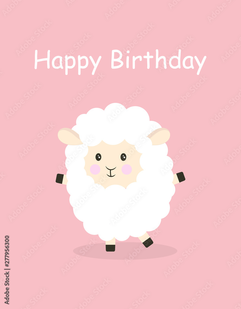 Naklejka premium cartoon sheep happy birthday