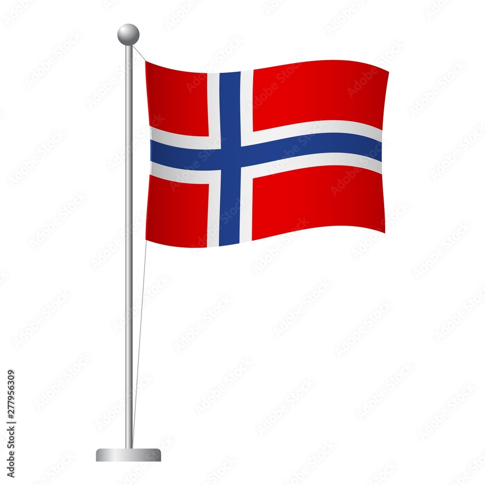 Norway flag on pole icon