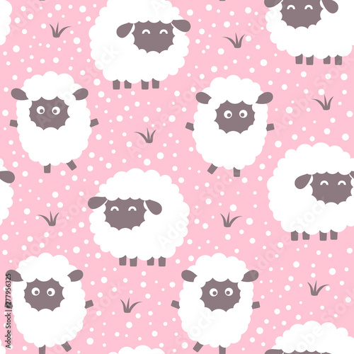 cartoon sheep seamless pattern