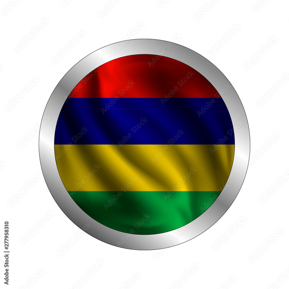 Waving Mauritius flag, the flag of Mauritius, vector illustration