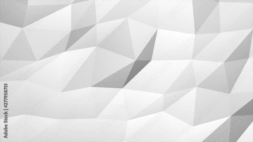 Abstract cg polygonal crystal White surface. Geometric poly triangles motion background.