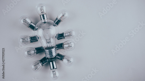 Incandescent bulbs are located on a circle