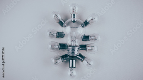 Incandescent bulbs are located on a circle