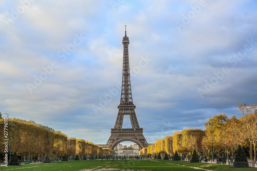 Eiffel Tower as seen from Champ de Mars during autumn