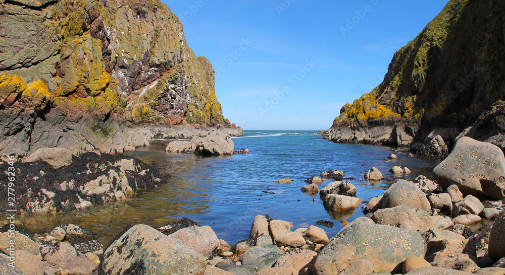Longhaven Cliffs in Buchan. Peterhead, Aberdeenshire, Scotland, UK