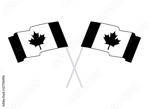 flags of canada patriotic in stick crossed