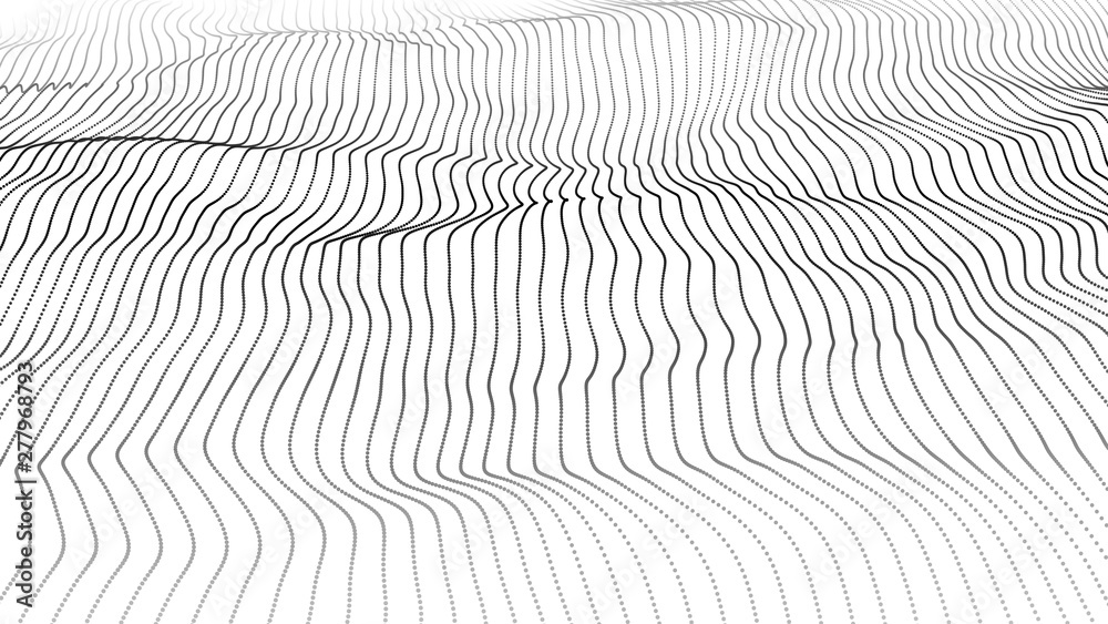 Abstract dynamic wave of particles. Big data. Low poly shape. Wave of gradient dots on white background. Futuristic vector illustration. Abstract dynamic wave of particles. Big data. Low poly shape. Wave of gradient dots on white background. Futuristic vector illustration.