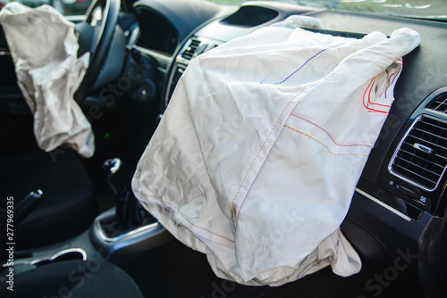 Car airbag has worked with a shallow depth of field