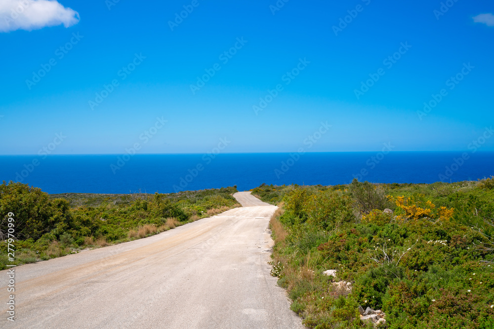 Road towards the sea coast  on Zante Island