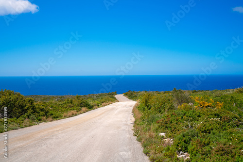Road towards the sea coast on Zante Island