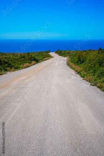 Road towards the sea coast on Zante Island