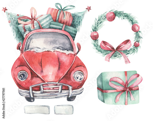 Watercolor christmas holida...