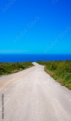 Road towards the sea coast on Zante Island