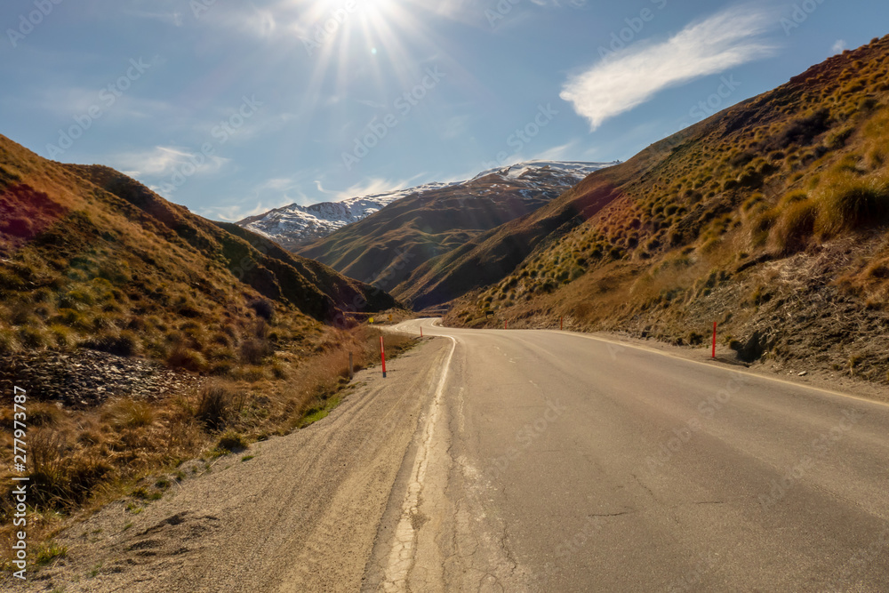 Panoramic scenery og Queenstown New Zealand on the way back from the ski fields Panoramic scenery og Queenstown New Zealand on the way back from the ski fields