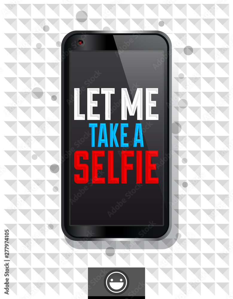 Let me Take a Selfie, vector illustration with smart phone concept banner Let me Take a Selfie, vector illustration with smart phone concept banner