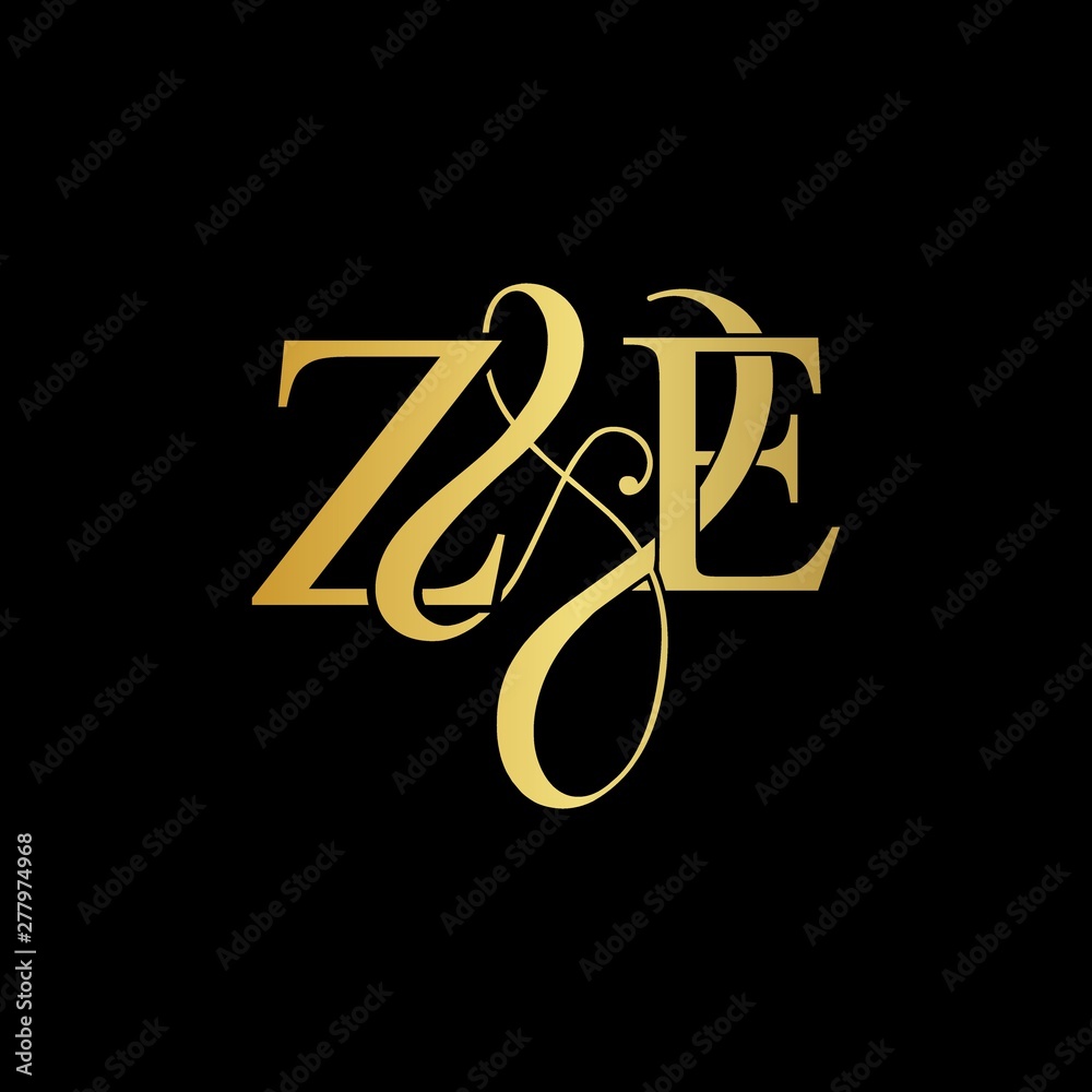Z & E ZE logo initial vector mark. Initial letter Z & E ZE luxury art vector mark logo, gold color on black background. Z & E ZE logo initial vector mark. Initial letter Z & E ZE luxury art vector mark logo, gold color on black background.