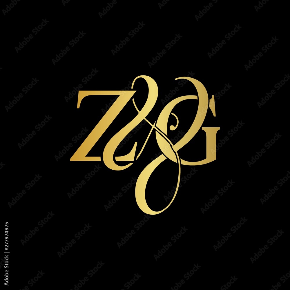 Z & G ZG logo initial vector mark. Initial letter Z & G ZG luxury art vector mark logo, gold color on black background. Z & G ZG logo initial vector mark. Initial letter Z & G ZG luxury art vector mark logo, gold color on black background.