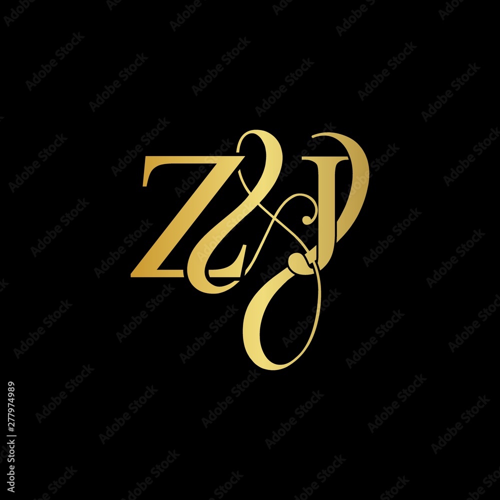 Z & J ZJ logo initial vector mark. Initial letter Z & J ZJ luxury art vector mark logo, gold color on black background. Z & J ZJ logo initial vector mark. Initial letter Z & J ZJ luxury art vector mark logo, gold color on black background.