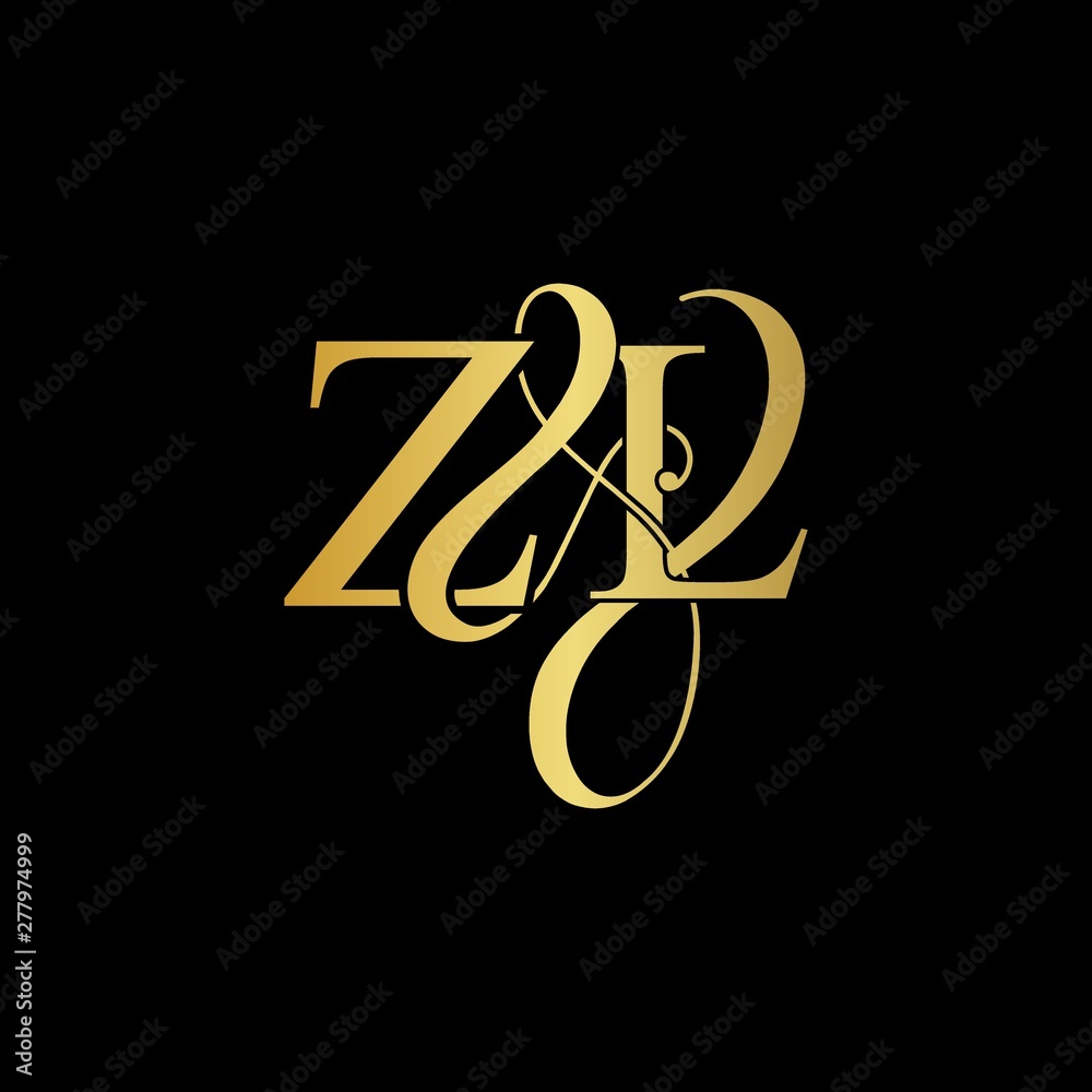 Z & L ZL logo initial vector mark. Initial letter Z & L ZL luxury art vector mark logo, gold color on black background. Z & L ZL logo initial vector mark. Initial letter Z & L ZL luxury art vector mark logo, gold color on black background.